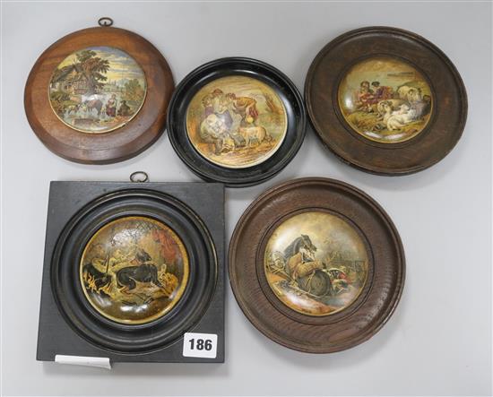 Five Victorian pot lids